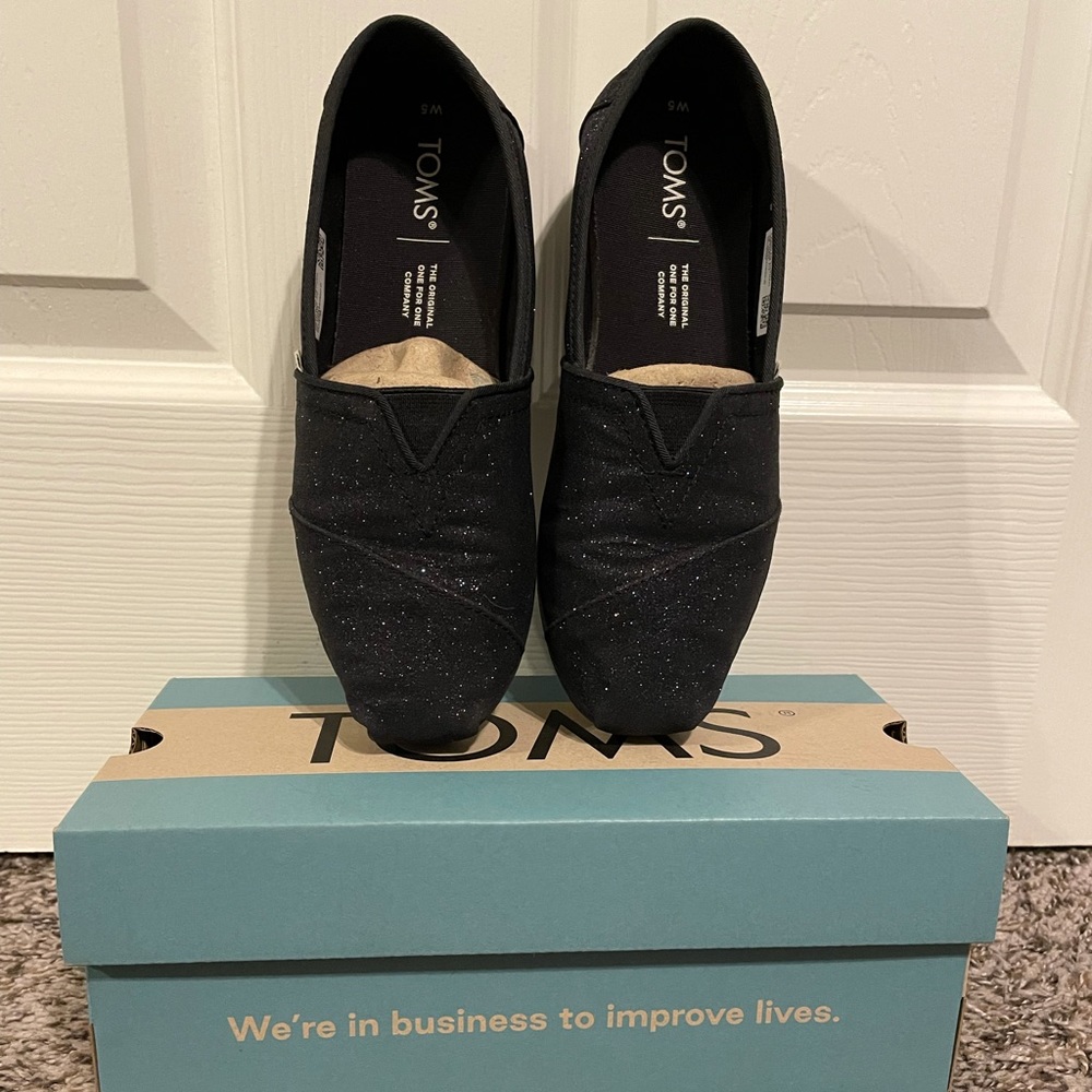 Toms midnight sparkle glitter with box